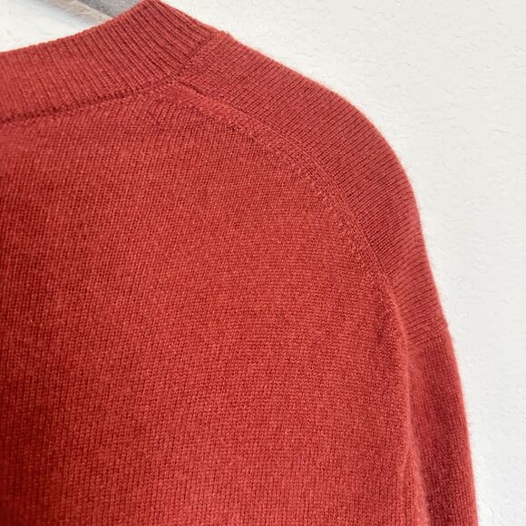 Vince 100% Cashmere Sweater Mens Large Crewneck Sequoia Burnt Orange Fall Luxury - Picture 5 of 11
